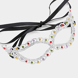 Round Stone Accented Masquerade Mask