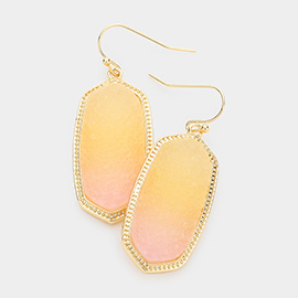 Ombre Druzy Hexagon Dangle Earrings