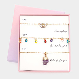 3PCS - Evil Eye Natural Stone Necklaces