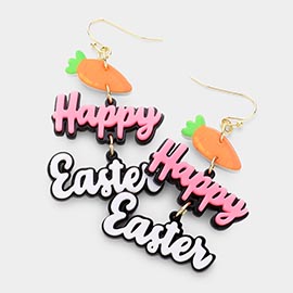 Resin Carrot Happy Easter Message Link Dangle Earrings