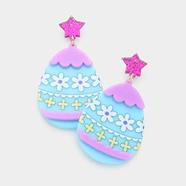 Glittered Star Resin Easter Egg Link Dangle Earrings