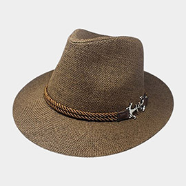 Anchor Band Accented Straw Panama Sun Hat