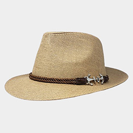 Anchor Band Accented Straw Panama Sun Hat