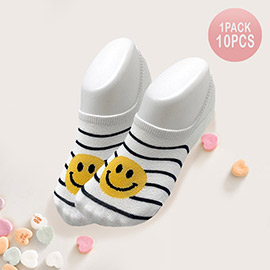 10Pairs - Smile Pointed Striped Socks