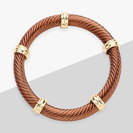 Gold Ring Pointed Twisted Metal Stretch Bracelet