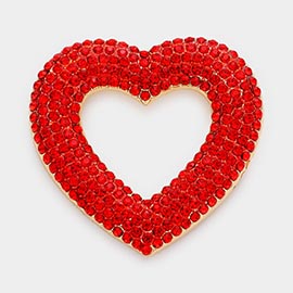 Rhinestone Embellished Open Heart Pin Brooch