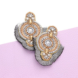 Felt Back Boho Tassel Trimmed Multi Beaded Earrings