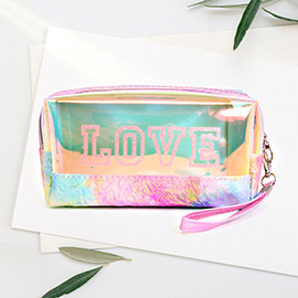 LOVE Message Hologram Wrinkled Pouch Bag