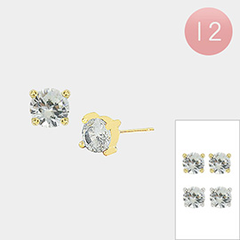 12Pairs - Round Stud Earrings