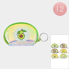 12PCS - Avocado Printed Coin Purses / Keychains