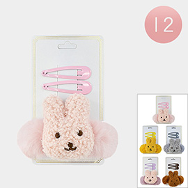 12 Set of 3 - Solid Snap Clips / Bunny Hair Bands