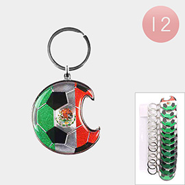 12PCS - Mexico Flag Printed Soccer Bottle Opener Keychains