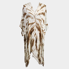 Tie Dye Frayed Cover Up Kimono Poncho