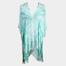 Tie Dye Frayed Cover Up Kimono Poncho