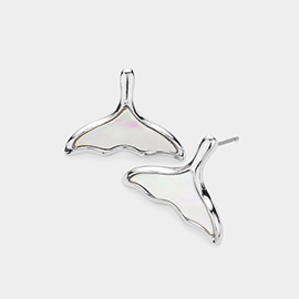 Mother of Pearl Whale Tail Stud Earrings