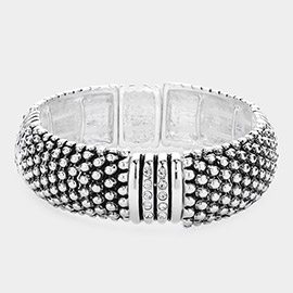Rhinestone Embellished Bubble Textured Stretch Bracelet