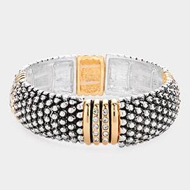 Rhinestone Embellished Bubble Textured Stretch Bracelet