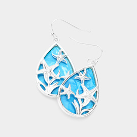 Starfish Accented Teardrop Dangle Earrings