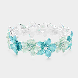 Colored Metal Flower Stretch Bracelet