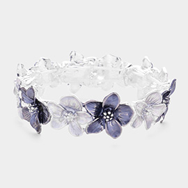 Colored Metal Flower Stretch Bracelet