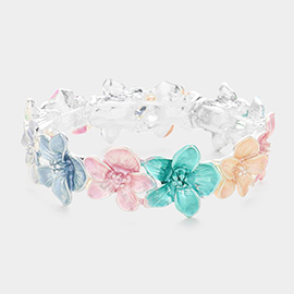 Colored Metal Flower Stretch Bracelet