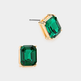 Emerald Cut Stone Stud Evening Earrings