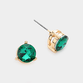 Round Stone Stud Evening Earrings
