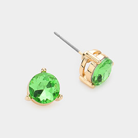 Round Stone Stud Evening Earrings