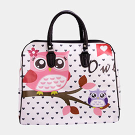 Owl Printed Tote / Crossbody Travel Bag