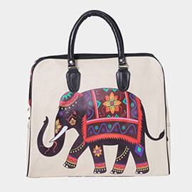 Boho Patterned Elephant Printed Tote / Crossbody Travel Bag