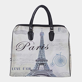 Eiffel Tower Printed Tote / Crossbody Travel  Bag