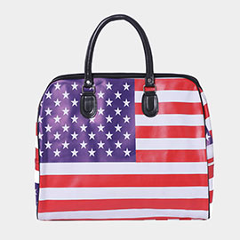 American USA Flag Printed Tote / Crossbody Travel Bag