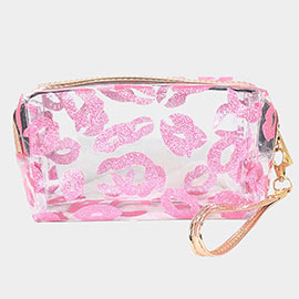 Lips Patterned Transparent Pouch Bag