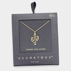 Secret Box _ 14K God Dipped Cactus Pendant Necklace