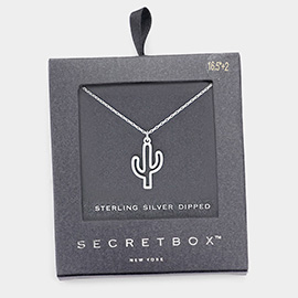 Secret Box _ Sterling Silver Dipped Cactus Pendant Necklace