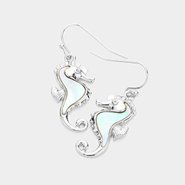 Mother of Pearl Seahorse Dangle Earrings
