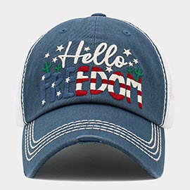 Hello Freedom Message Mesh Back Vintage Baseball Cap