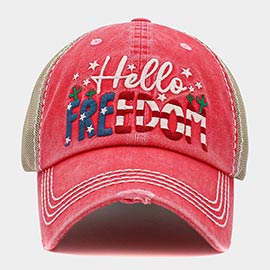 Hello Freedom Message Mesh Back Vintage Baseball Cap