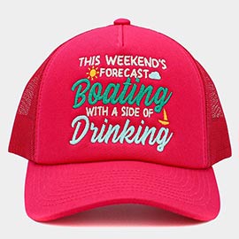 This Weekends Forecast Boating with a Side of Drinking Message Mesh Back Vintage Baseball Cap