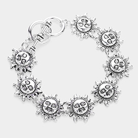 Metal Sun Link Toggle Bracelet