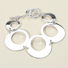 Open Metal Circle Link Toggle Bracelet