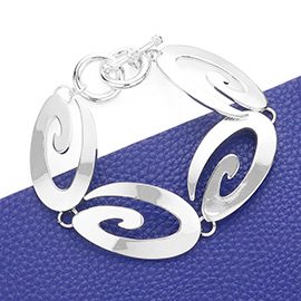 Swirl Metal Link Toggle Bracelet