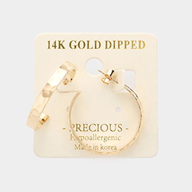 14K Gold Dipped 1.2 Inch Textured Metal Hoop Earrings