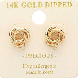 14K Gold Dipped Hypoallergenic Knot Stud Earrings