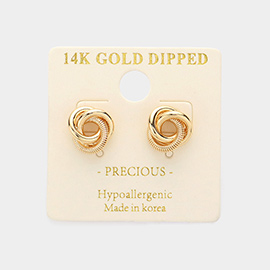 14K Gold Dipped Metal Knot Stud Earrings