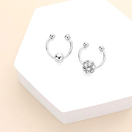 2PCS - Metal Stone Ball Nose Cuffs