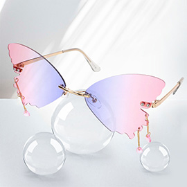 Ombre Butterfly Teardrop Dangle Sunglasses