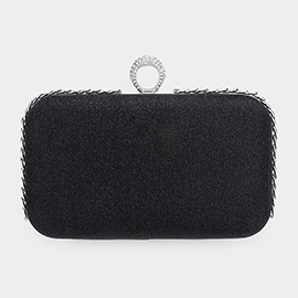 Chain Detailed Shimmery Evening Clutch / Crossbody Bag