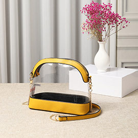 Solid Faux Leather Transparent Crossbody Bag