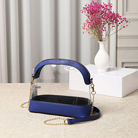 Solid Faux Leather Transparent Crossbody Bag